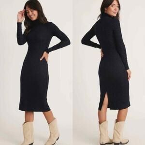 Marine Layer Lexi Rib Turtleneck Midi dress Size XS Sky Captain